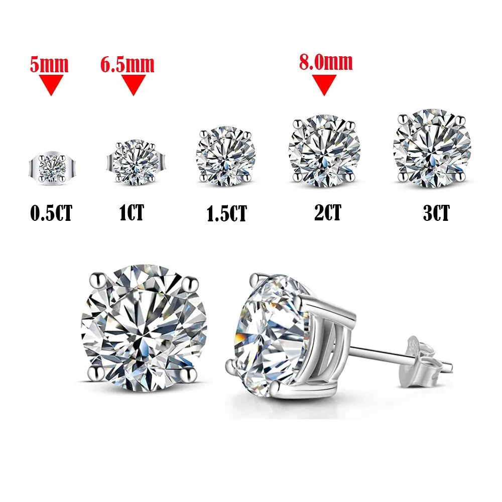 0,5-2 Karat 8,0 mm D Farbe Moissanit 100 % 925 Sterling Silber Ohrstecker für Frauen Top Qualität funkelnder Hochzeitsschmuck