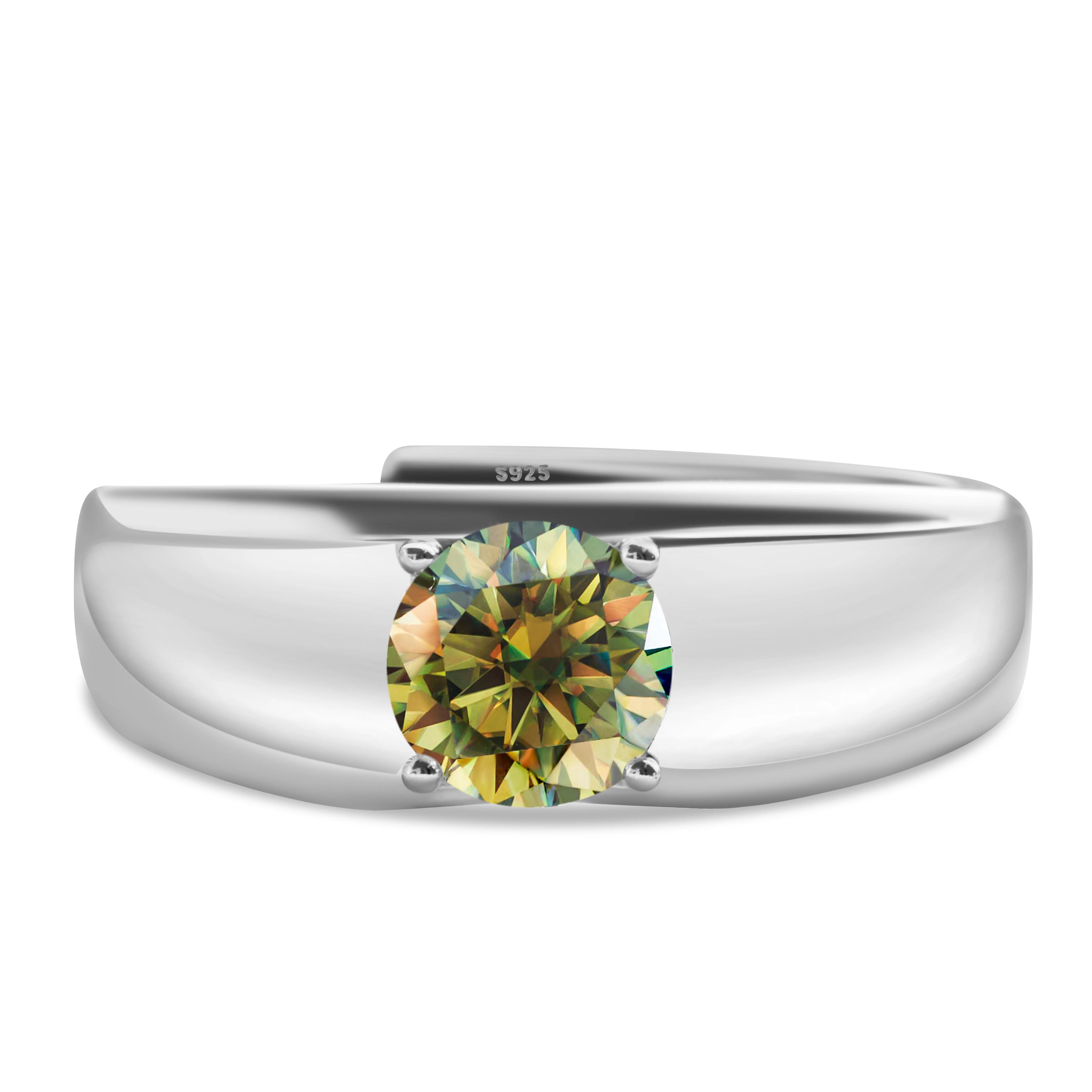 925er Silber-Ring mit 1 Karat Moissanit – Weißgold plattiert für Verlobung & Hochzeit