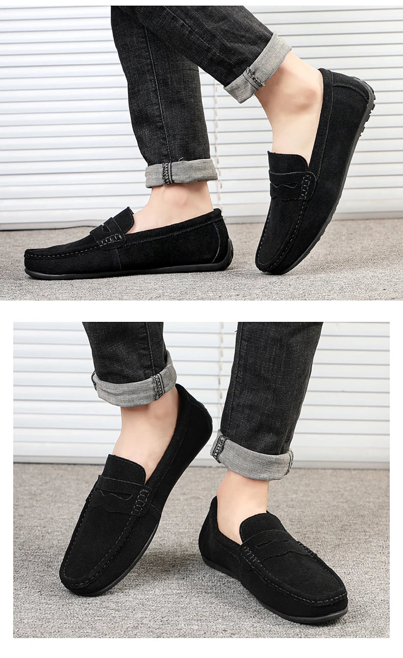 Männer Casual Schuhe Mode Männer Schuhe Handgemachte Wildleder Echtes Leder Herren Loafer Mokassins Slip Auf männer Wohnungen Männlich Fahren Schuhe