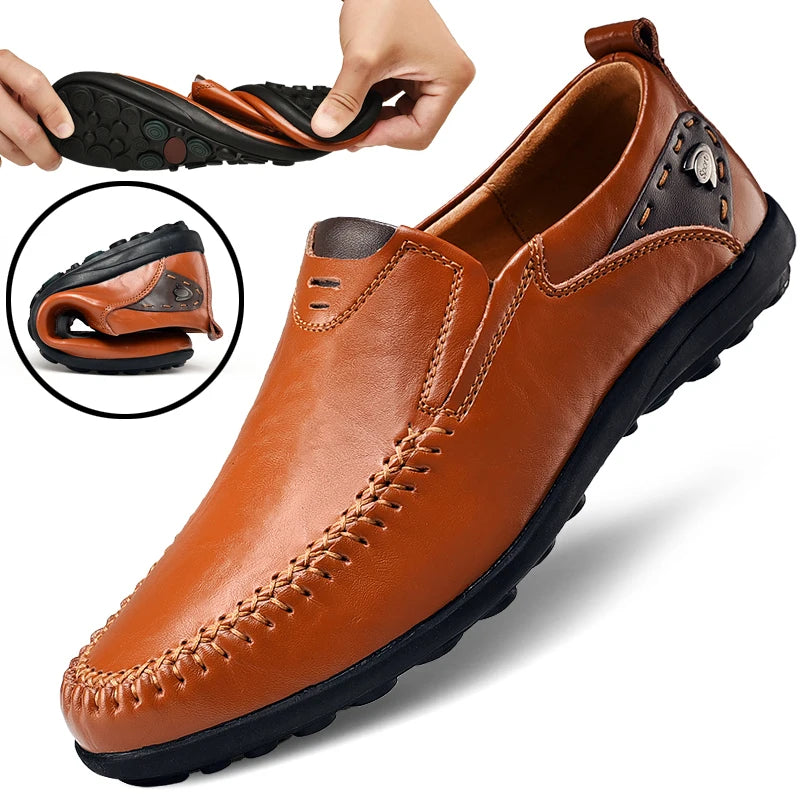 Handgefertigte Schuhe aus echtem Leder, Freizeitschuhe für Herren, flache Plateau-Wanderschuhe, Outdoor-Schuhe, Slipper, atmungsaktive Turnschuhe
