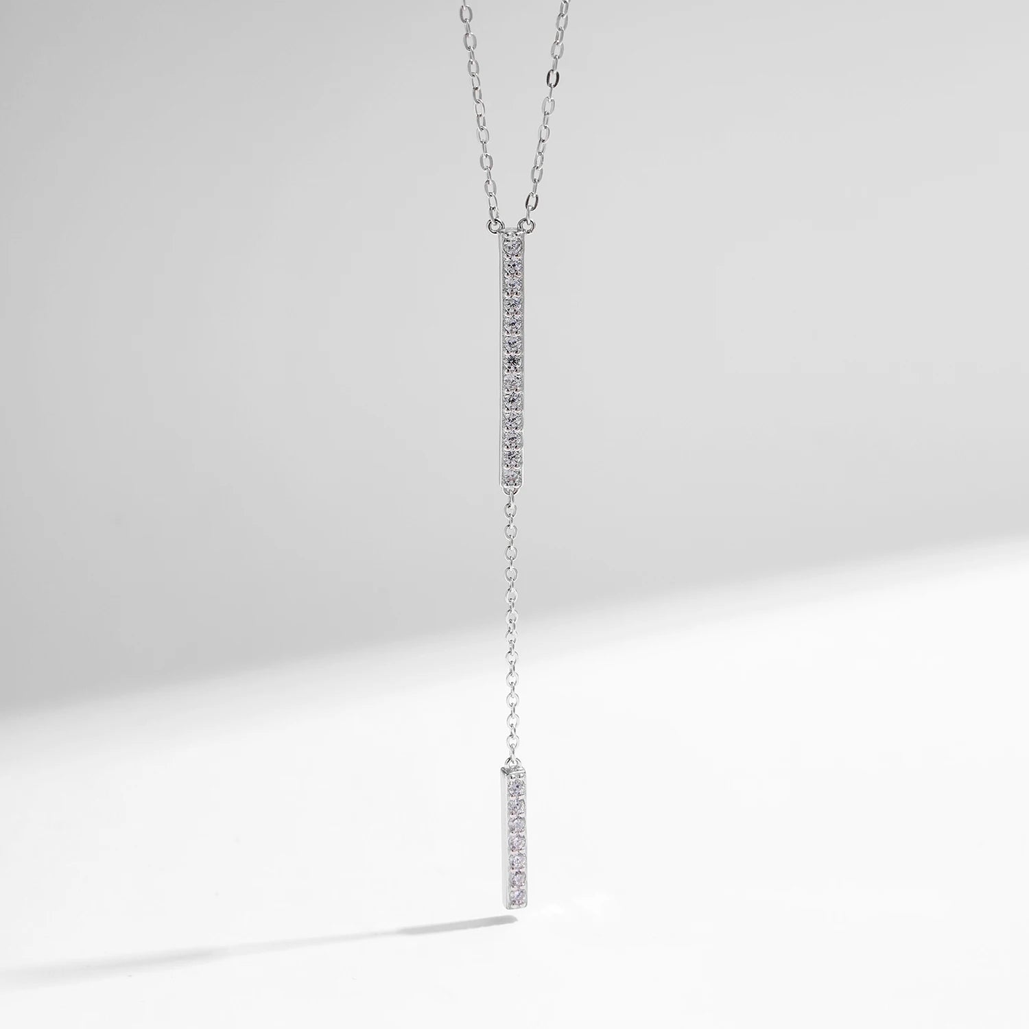 MODIAN Trendy Gliederkette Lariat Halskette 925 Sterling Silber Langer Stab Zirkon Y-förmige stapelbare Halsketten für Frauen Schmuck