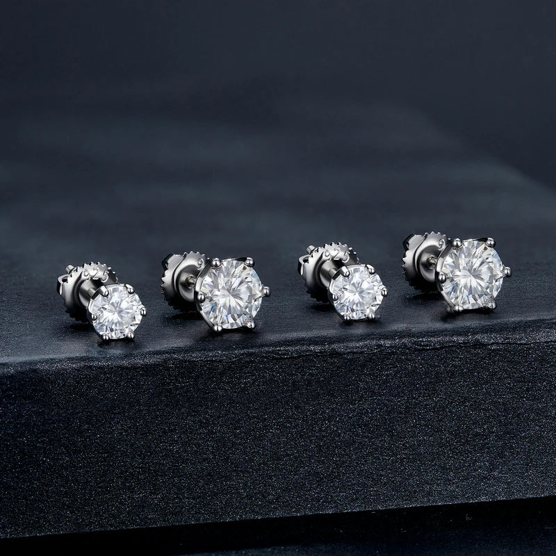 Bamoer U Gold-Moissanit-Ohrstecker, Ohrringe mit Schraubverschluss, Edelstein, Diamant, 6 Zinken, D-Farbe, Solitär für Frauen, Hochzeitsgeschenk