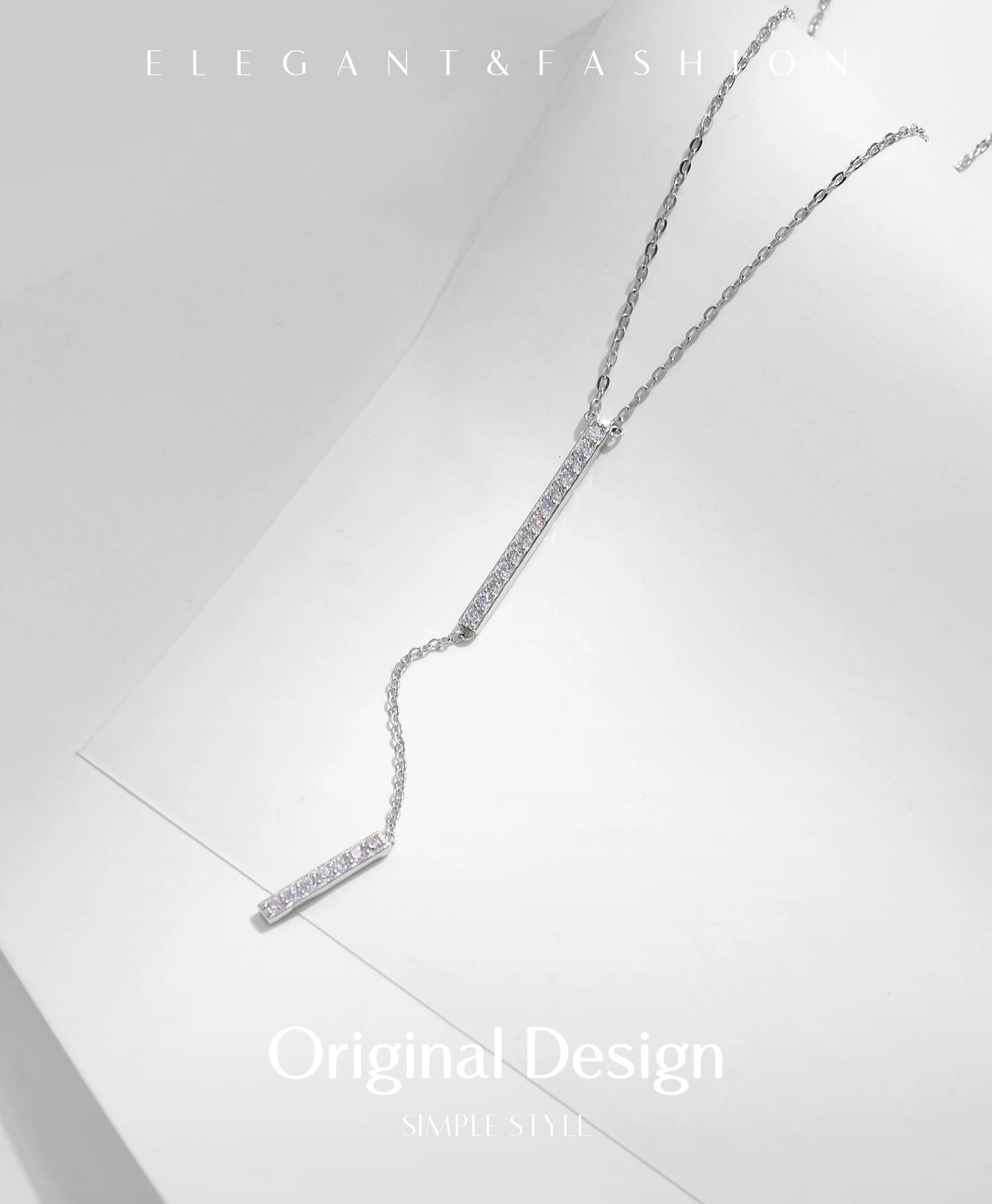 MODIAN Trendy Gliederkette Lariat Halskette 925 Sterling Silber Langer Stab Zirkon Y-förmige stapelbare Halsketten für Frauen Schmuck