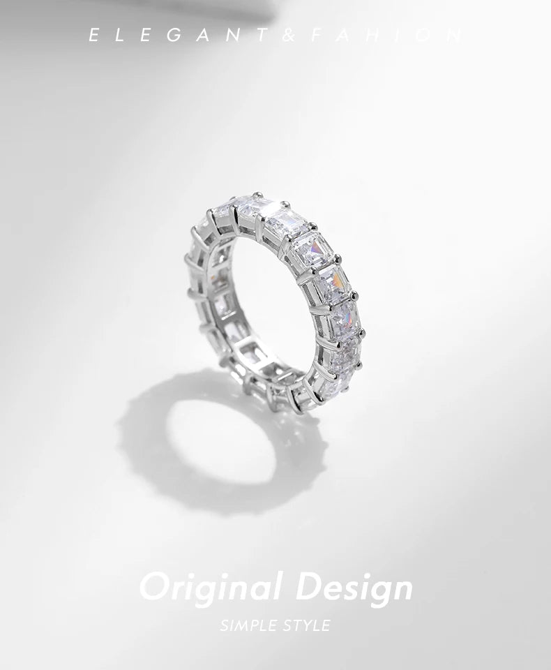 925er Sterling Silber Smaragd-Zirkon Ring Damen