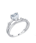 925er Silberring Herz-Brillanz  Filigraner Moissanit-Ring für Verlobung Hochzeit