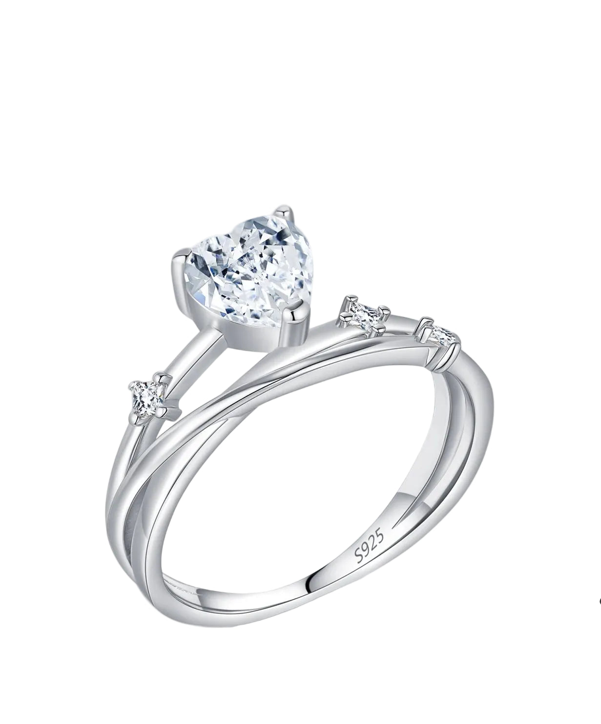 925er Silberring Herz-Brillanz  Filigraner Moissanit-Ring für Verlobung Hochzeit