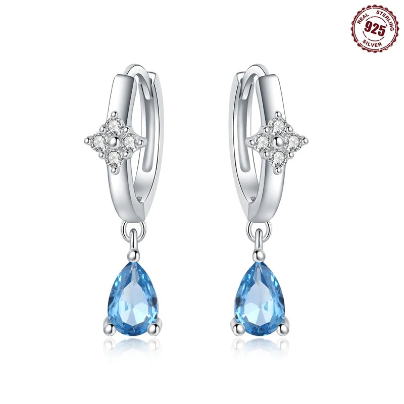 925er-Sterlingsilber, ein Paar farbige Herz-Ohrringe, passend für Original-Charms, Creolen für Frauen und Mädchen, Ohrstecker, edler Schmuck