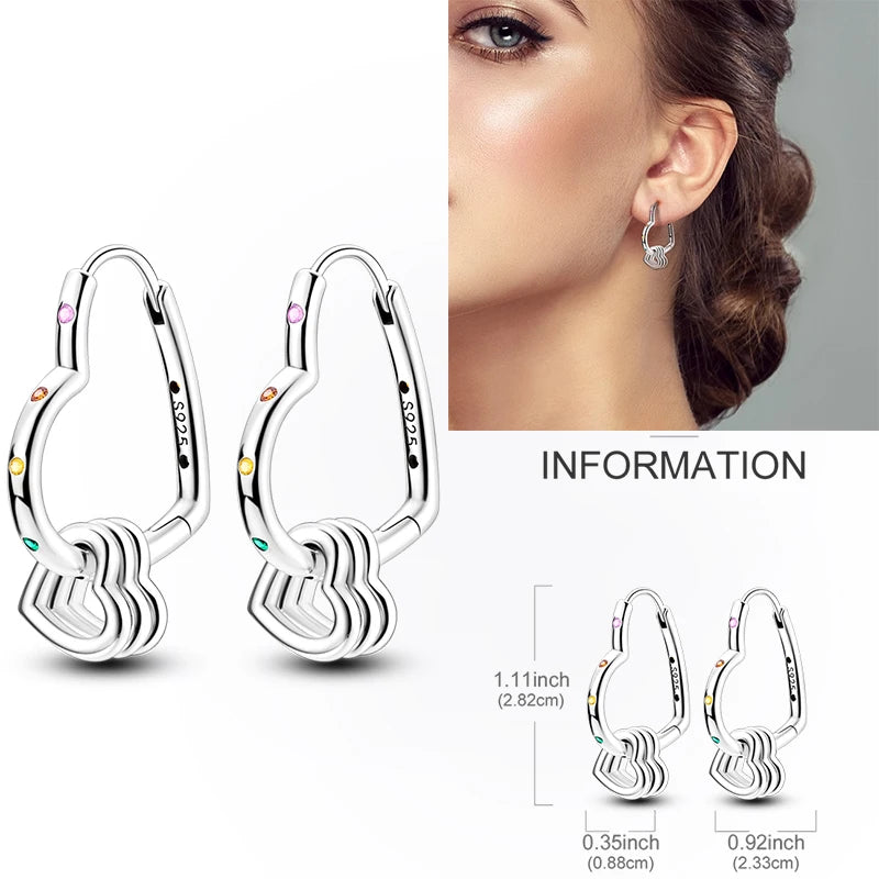 Creolen aus 925er-Sterlingsilber, Mond, Sonne, Original-Ohrring, Anhänger, Zirkon, Herzform, Stern-Ohrring, für Frauen und Mädchen, zur Herstellung von Schmuck