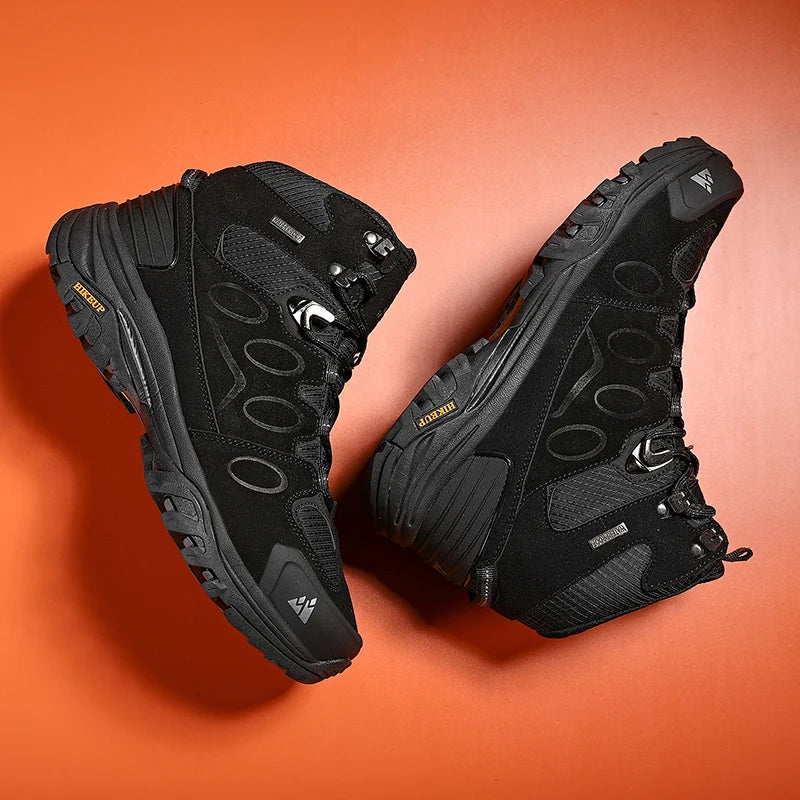 HIKEUP High-Top Männer Wanderschuhe Winter Outdoor Schuhe Schnüren Rutschfeste Sport Casual Trekking Stiefel Mann Wildleder warme Schuhe