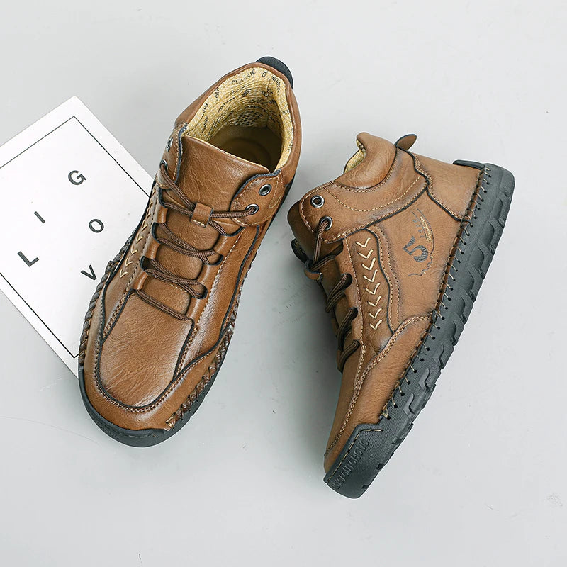 Handgemachte Herren Leder-Sneaker Boots – Atmungsaktiv, Outdoor Casual