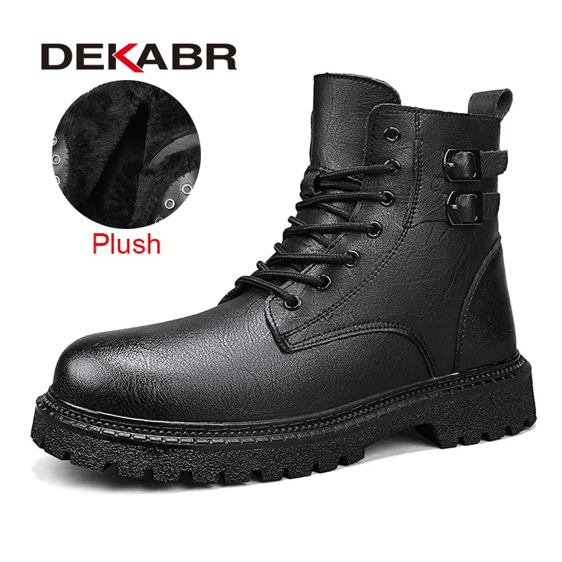 Herren Schneestiefel – Rindsleder, Dicker Plüsch Wasserdicht, Rutschfest