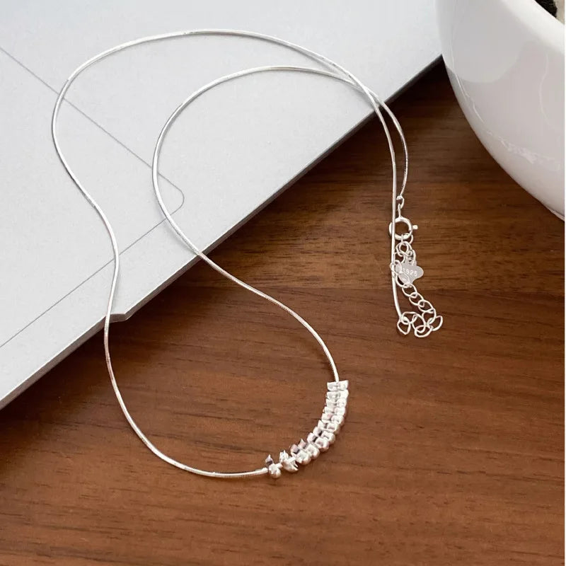 Halskette aus 925er-Sterlingsilber, schwarze Perlen, quadratisch, unregelmäßig, Punk, geometrisch, für Frauen und Mädchen, Schmuck, Geschenk, Dropshipping, Großhandel