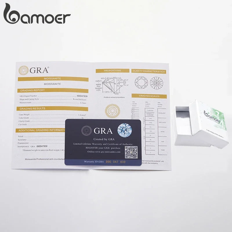 BAMOER vergoldete runde Moissanit-Ohrstecker für Damen, 925er Sterlingsilber, klassischer Verlobungs- und Hochzeitsschmuck, Geschenk MSE038