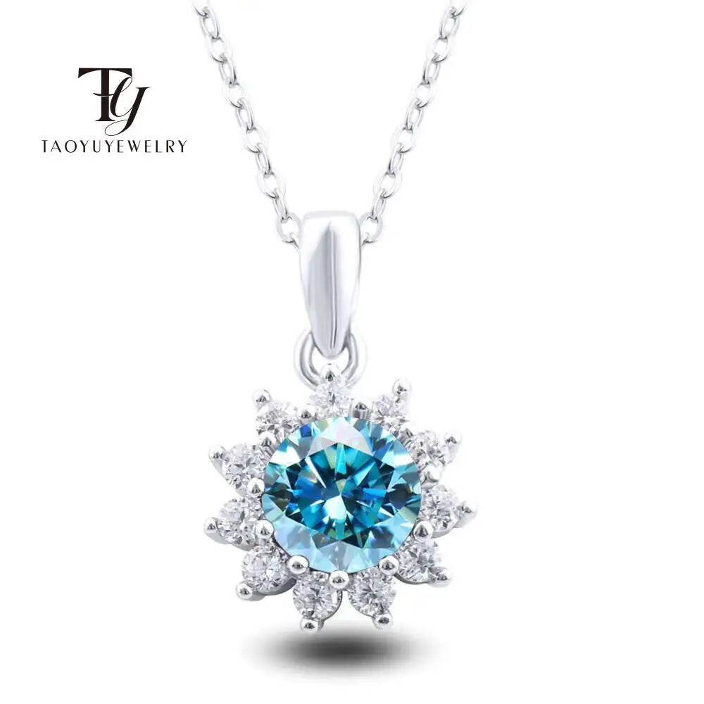 Echte 2,8 Karat blaugrüne Farbe Moissan ite Anhänger Halskette für Frauen s925 Silber Labor Diamant kette Halsketten edlen Schmuck
