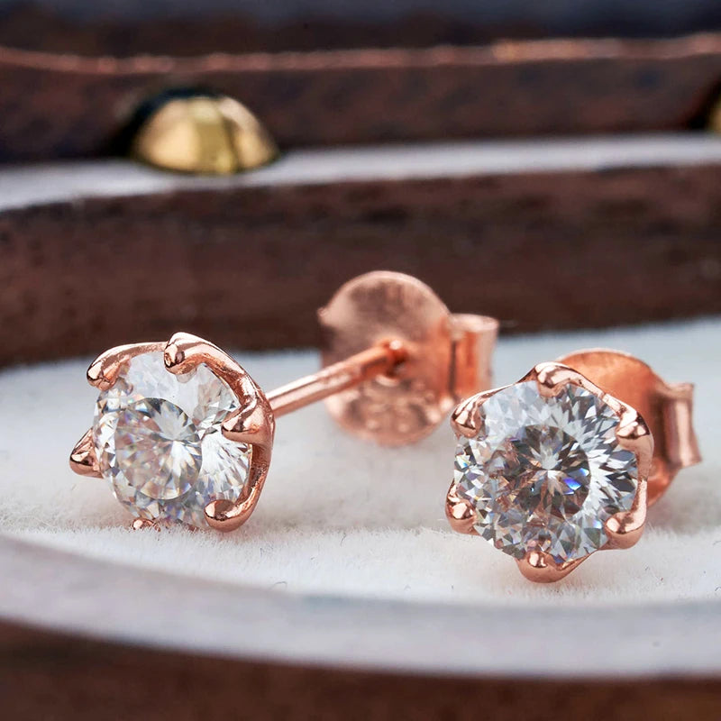 Joyce Kelly GRA-zertifizierte 0,5/1/2 CT Moissanit-Ohrringe für Damen, rosévergoldeter Sterlingsilber-925-Schmuck, heißer Verkauf, Ohrstecker