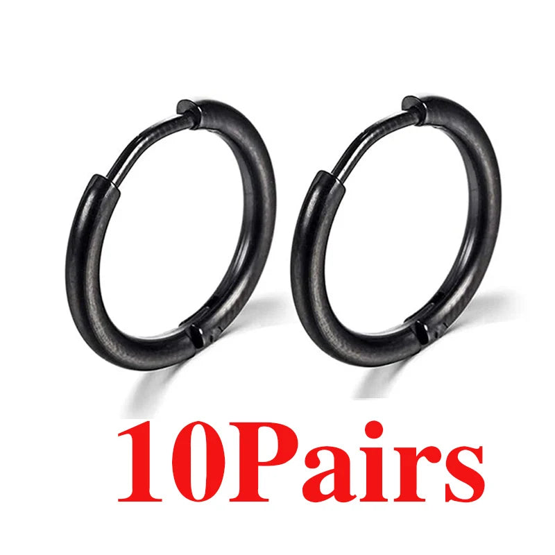 3/50/100 Paar kleine Creolen aus Edelstahl für Damen und Herren, goldfarben, schwarzer Kreis, dicker Ohrring, Huggie-Ohrringe, Piercing