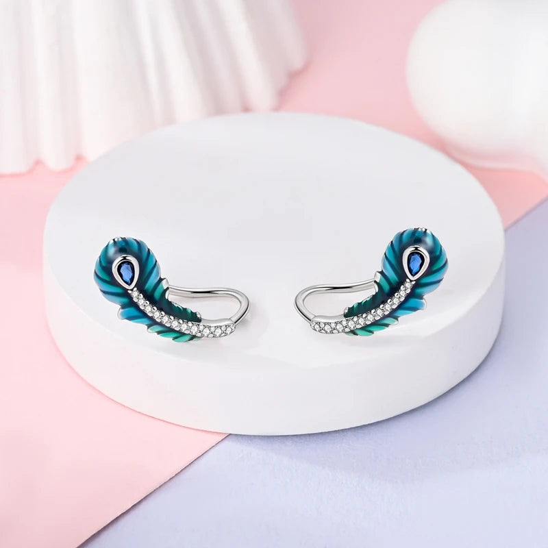 Creolen Original 925 Sterling Silber Blaues Sternenlicht Kristall Feuerdrache Schmetterling Ohrringe Für Frauen Party Hochzeit Schmuck