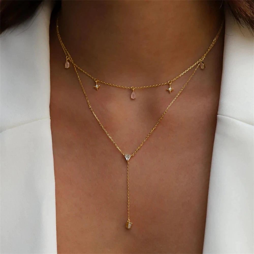 Adjutant 925 Sterling Silber Stapel Choker Kette Frauen zierliche Blume Zirkon Halskette Geometrie koreanischen Schlüsselbein Hals Schmuck Geschenke