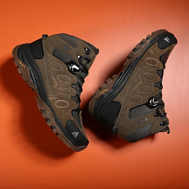 HIKEUP High-Top Männer Wanderschuhe Winter Outdoor Schuhe Schnüren Rutschfeste Sport Casual Trekking Stiefel Mann Wildleder warme Schuhe
