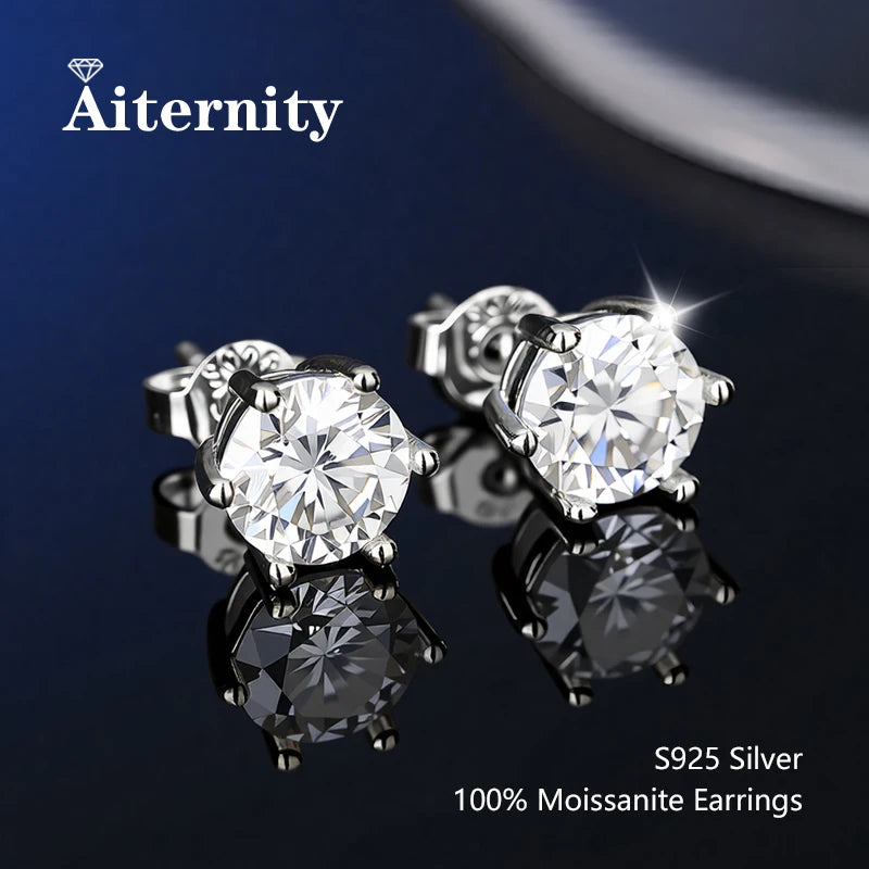 100 % echtes Sterlingsilber S925 Moissanit Ohrringe Ohrstecker mit 2 Zertifikaten D VVS1 Pass Diamant Teststift für Frauen Männer Schmuck