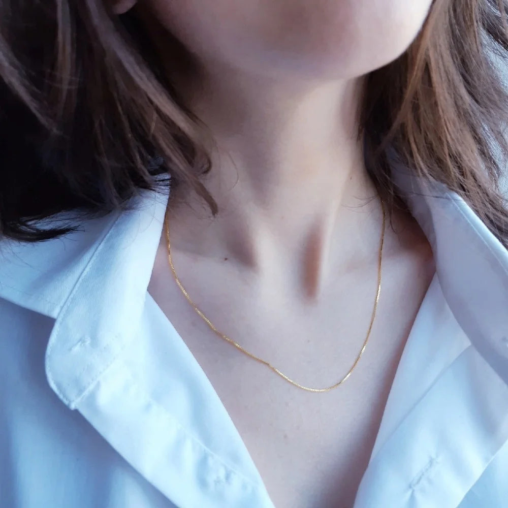 35-80cm 0,65mm Dünne Echt 925 Sterling Silber Gold Farbe Box Kette Halskette Frauen Kinder Mädchen Kinder herren Schmuck Kolye Collares