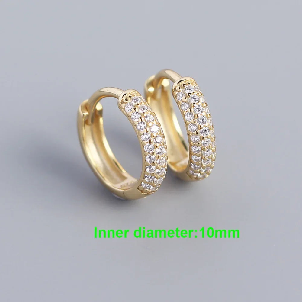 INZATT Echt 925 Sterling Silber 18 Karat Gold Voller Zirkon Runde Creolen für Frauen OL Edlen Schmuck Licht Luxus zubehör