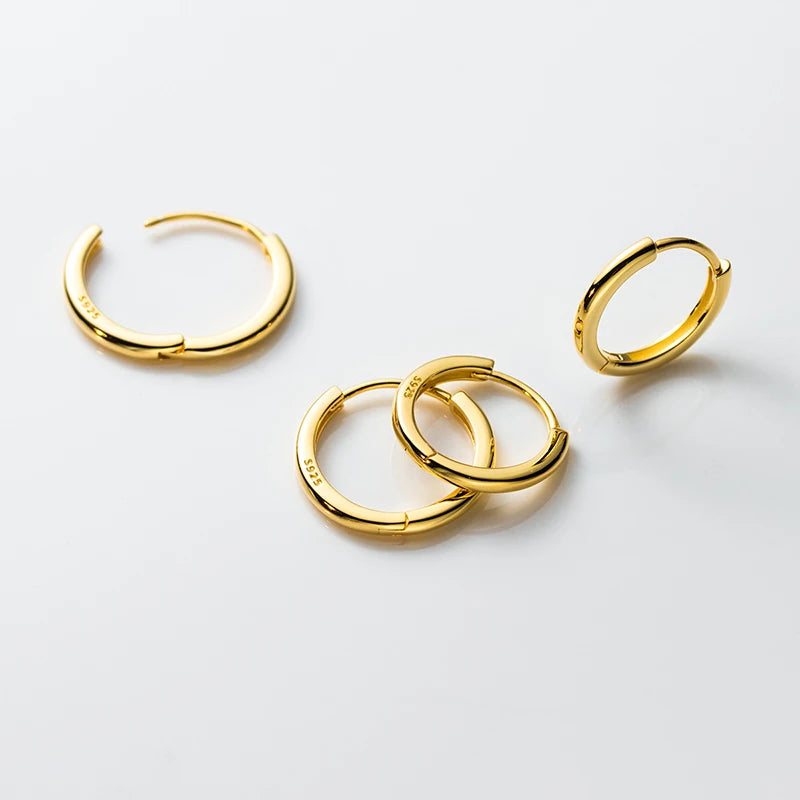 Inzatt echtes 925er Sterling silber 10/12/14/16/18mm runde Creolen für Damen klassischer edler Schmuck geometrische Accessoires