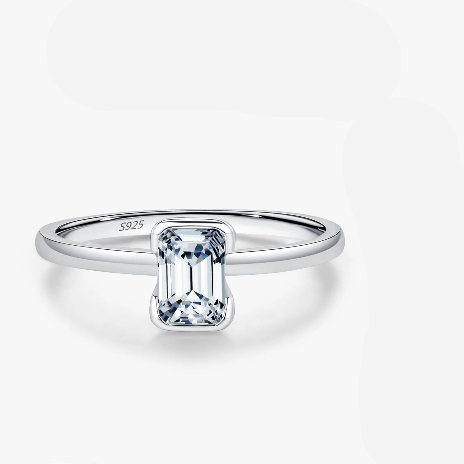 Moissanit Smaragdschliff Ring