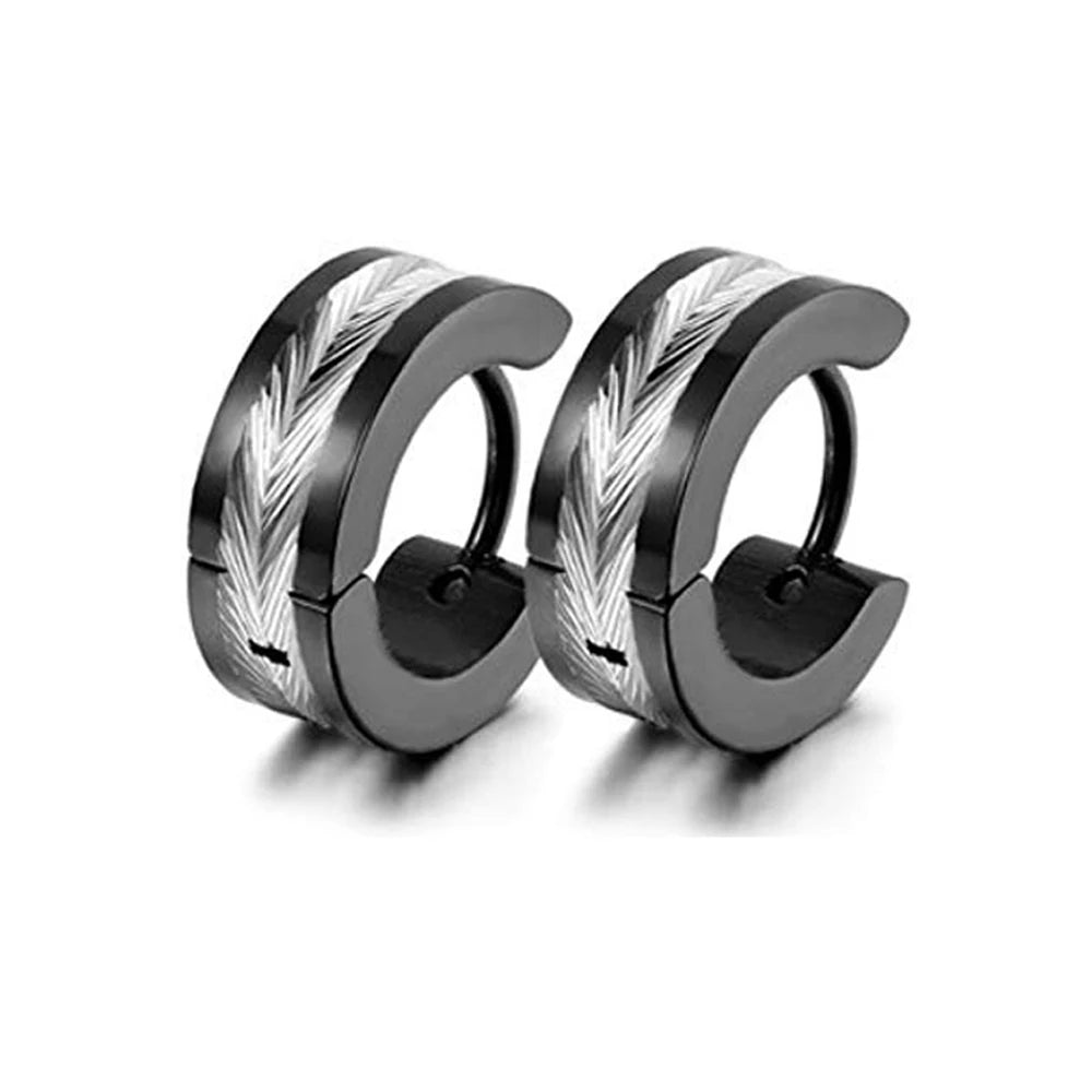 Edelstahl – Schwarz- Huggie-Ohrringe Unisex