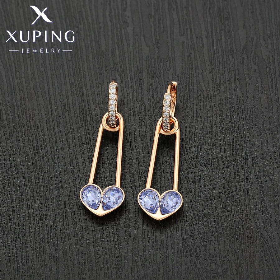 Xuping Jewelry Store Neuankömmling Kupferlegierung Charm vergoldet schöne Kristallohrringe für Frauen Mädchen Schmuck Geburtstagsfeier
