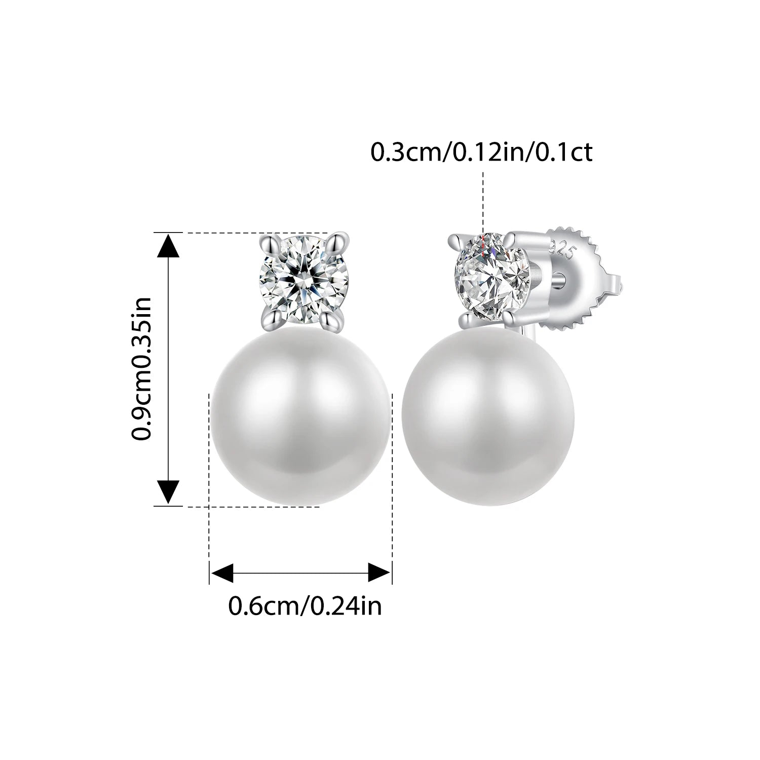 WOSTU 1 CT Moissanit Natürliche Perle Ohrstecker Labor Diamant 925 Sterling Silber Anhänger Frauen Hochzeit Set Valentinstag Geschenk