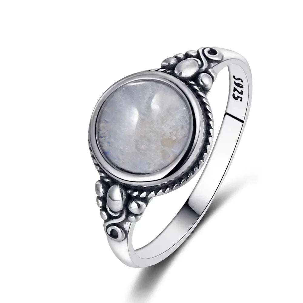925 Silber Mondstein-Ring Herren
