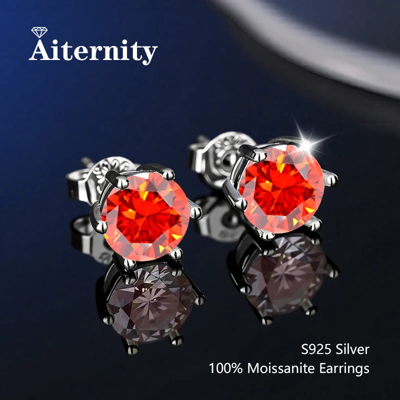 Moissanit-Ohrstecker mit 2 Zertifikaten, Diamant-Tester-Stift für Männer und Frauen, 925er Silber, 18 Karat vergoldet, Hochzeits-Edelstein