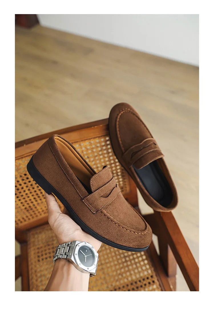 Herbst Wildleder Loafer Mann Große Größe 45 Komfort Slip-on Casual Schuhe Männer Wohnungen Retro Braun Mokassins Für Männer zapatos de hombre