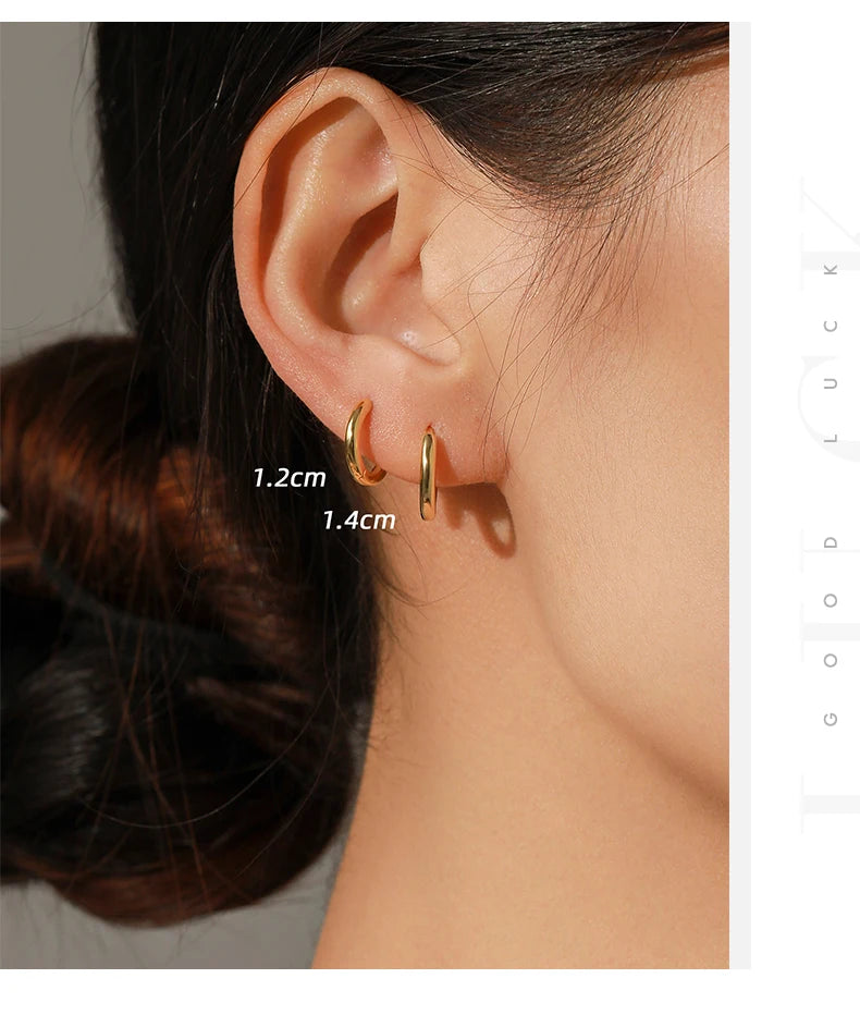 MODIAN 5 Größen 925 Sterling Silber Einfache stapelbare Kreis-Ohrschnallen Klassische Basic-Goldfarbene Creolen für Damenschmuck