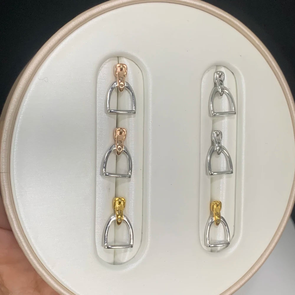 100% Sterling Silber geometrische Steigbügel Tropfen Ohrringe für Frauen Roségold/Gold/Silber Farbe einfaches Design niedlichen feinen Schmuck