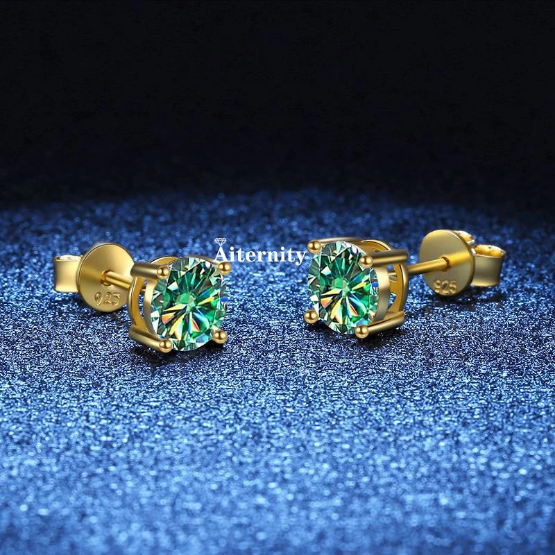 18K vergoldete Ohrringe S925 Sterling Silber D Farbe VVS1 Zirkon Ohrstecker für Frauen wie glänzend wie Diamant-Hochzeitsschmuck