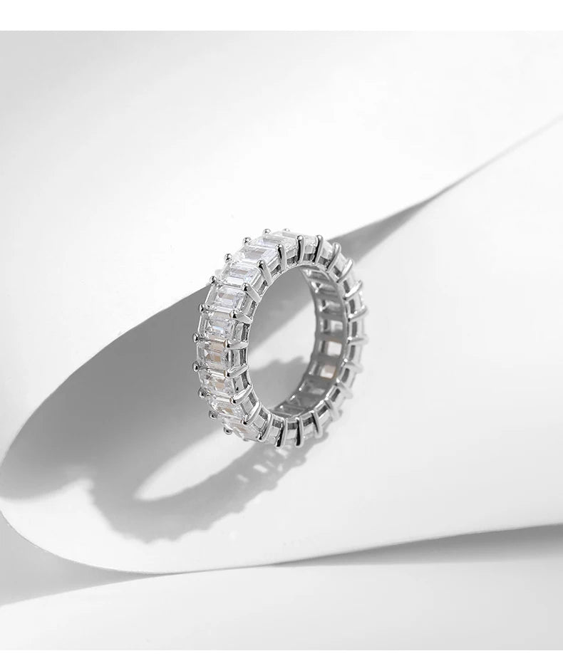 925er Sterling Silber Smaragd-Zirkon Ring Damen