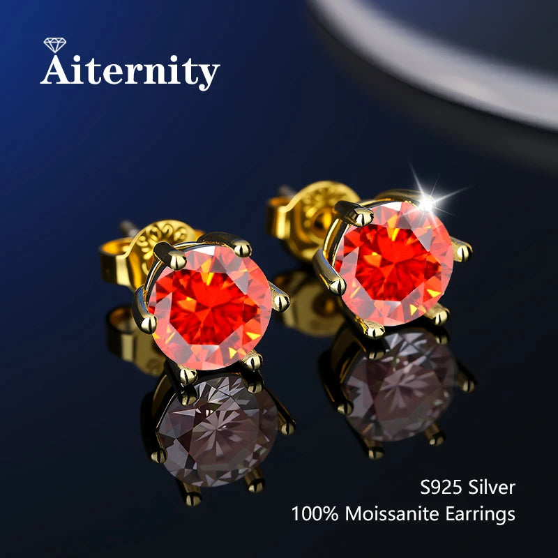 Moissanit-Ohrstecker mit 2 Zertifikaten, Diamant-Tester-Stift für Männer und Frauen, 925er Silber, 18 Karat vergoldet, Hochzeits-Edelstein