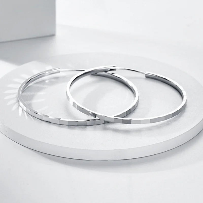 Somilia Creolen aus 925er-Sterlingsilber, modisch, Innendurchmesser 30, 40, 50, 60 mm, für Damen, Persönlichkeitsschmuck