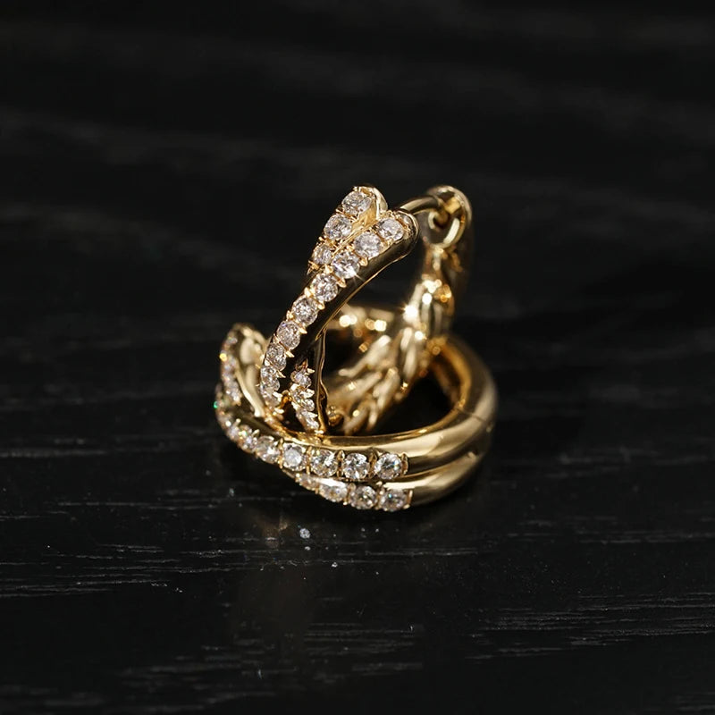 INZATT Echt 925 Sterling Silber Zirkon Kreuz 18 Karat Gold Creolen für Frauen OL Geometrische Edlen Schmuck Minimalistischen Zubehör