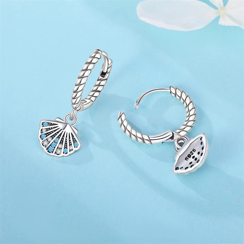 925er-Sterlingsilber, ein Paar farbige Herz-Ohrringe, passend für Original-Charms, Creolen für Frauen und Mädchen, Ohrstecker, edler Schmuck