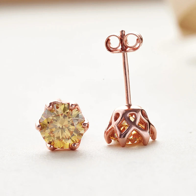 Joyce Kelly GRA-zertifizierte 0,5/1/2 CT Moissanit-Ohrringe für Damen, rosévergoldeter Sterlingsilber-925-Schmuck, heißer Verkauf, Ohrstecker