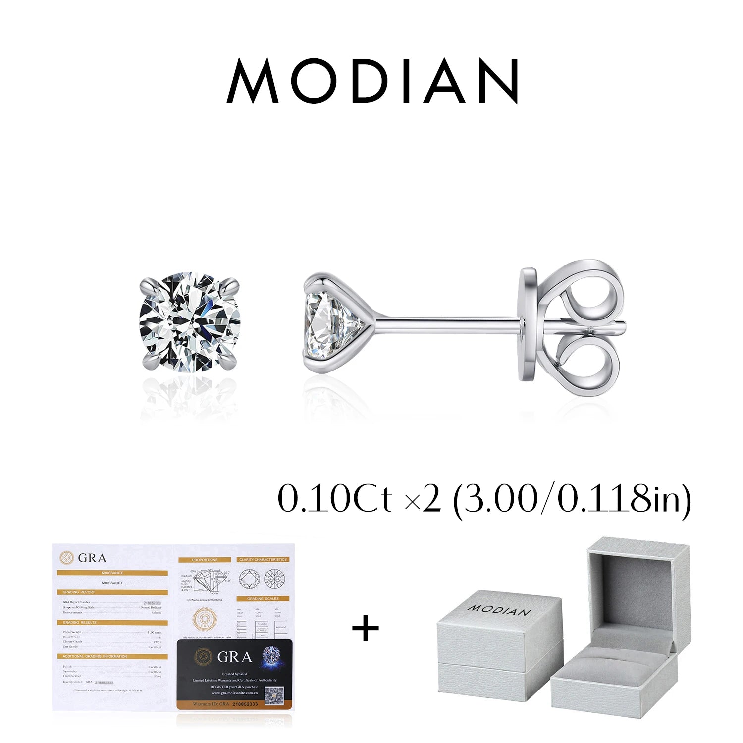 MODIAN 5 Größen D Farbe Moissanit Ohrringe 925 Sterling Silber Funkelnde Luxus Ohrstecker Für Frauen Hochzeit Edlen Schmuck