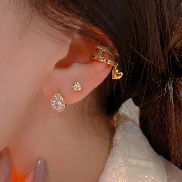 INZATT Echt 925 Sterling Silber Zirkon Wasser Tropfen Creolen für Mode Frauen Geometrische Edlen Schmuck Minimalistischen Zubehör