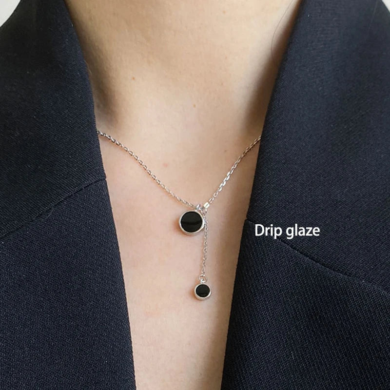 PANJBJ Onyx-Halskette aus 925er-Sterlingsilber für Frauen und Mädchen, prägnante Individualität, Modeschmuck, Geburtstagsgeschenk, Dropshipping