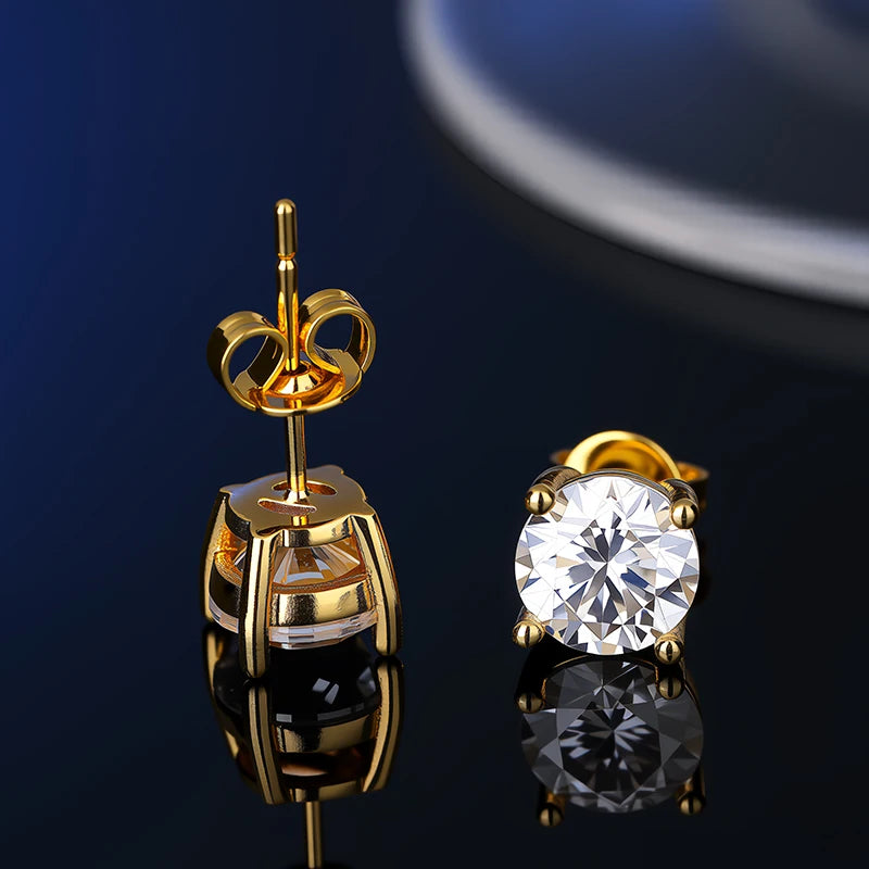 100 % echtes Sterlingsilber S925 Moissanit Ohrringe Ohrstecker mit 2 Zertifikaten D VVS1 Pass Diamant Teststift für Frauen Männer Schmuck