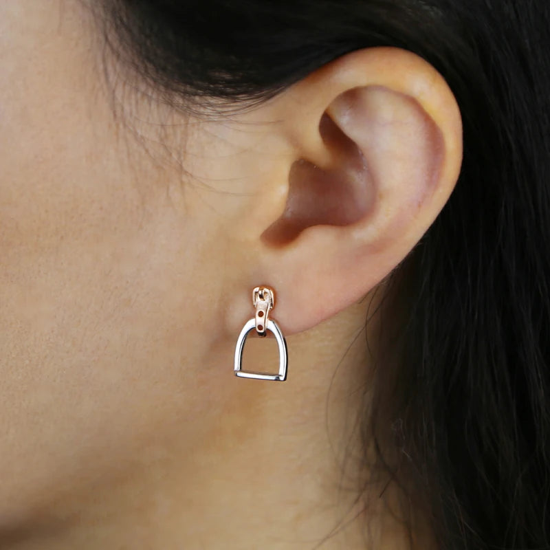 100% Sterling Silber geometrische Steigbügel Tropfen Ohrringe für Frauen Roségold/Gold/Silber Farbe einfaches Design niedlichen feinen Schmuck