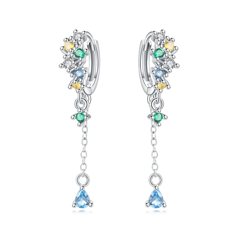 925er-Sterlingsilber, ein Paar farbige Herz-Ohrringe, passend für Original-Charms, Creolen für Frauen und Mädchen, Ohrstecker, edler Schmuck