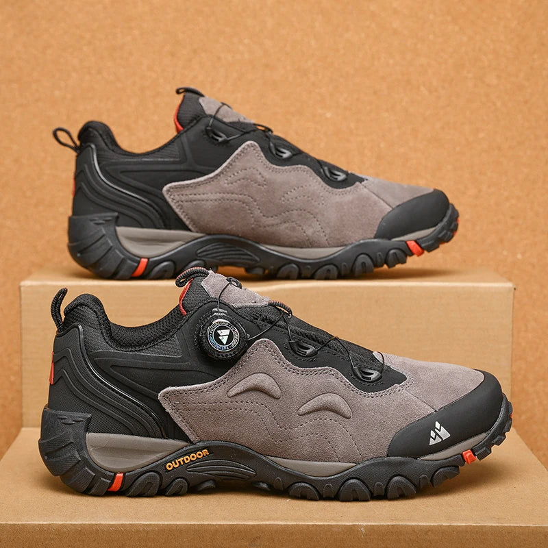 HIKEUP-Lederschuhe für Herren, Outdoor-Wanderschuhe, Touristentreckingsneaker, Bergsteigen, Trail-Joggingschuhe, Spannschloss